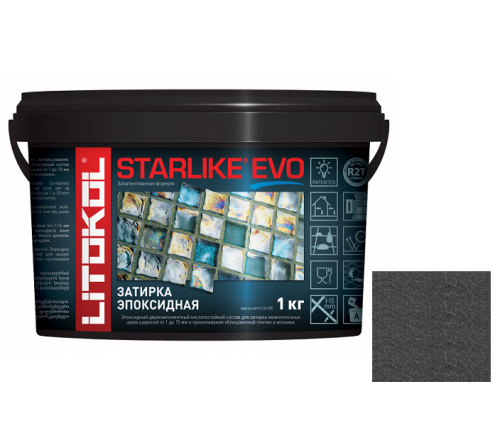 Затирка эпоксидная для швов Litokol Starlike Evo S.140 Nero Grafite черный графит 1 кг