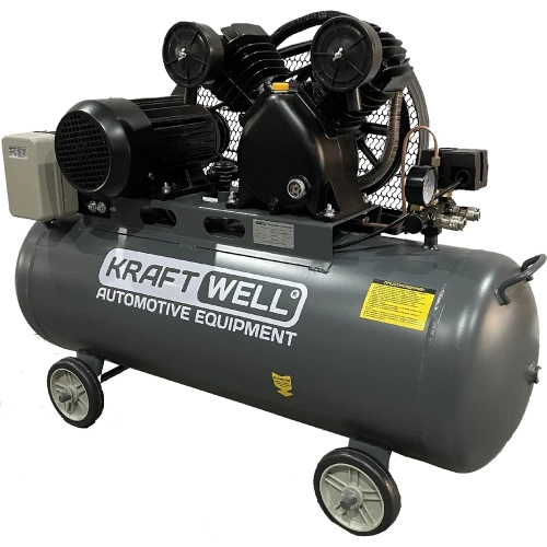 Поршневой компрессор KraftWell 420 л/мин, 10 бар, 100 л, 380В, сеть 380 В, произв-ть 420 л/мин, объем ресивера 100 л, в комплекте KRW-AC420-100L фото 6