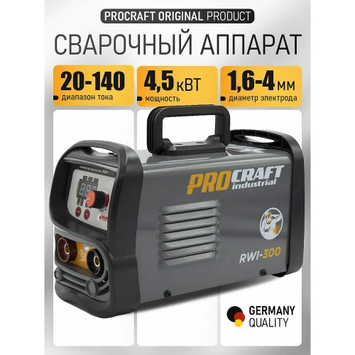 Сварочный аппарат инверторный PROCRAFT 6,3кВт, 20-140А, ММА RWI-300 фото 3