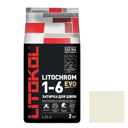 Затирка цементная для швов Litokol Litochrom 1-6 Evo LE.205 Жасмин 2 кг