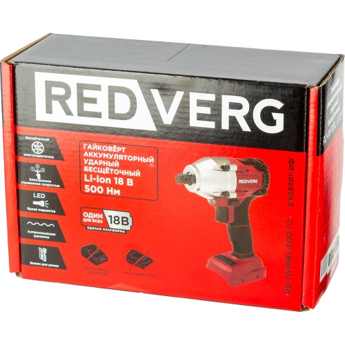 Гайковерт аккумуляторный ударный бесщеточный REDVERG RD-IW18BL-500/U (без акк, без з/у) 6682904 фото 9