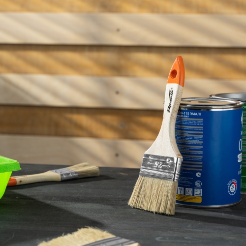 Кисть плоская Slimline 2.5" (63 мм) натуральная щетина, деревянная ручка Sparta фото 6