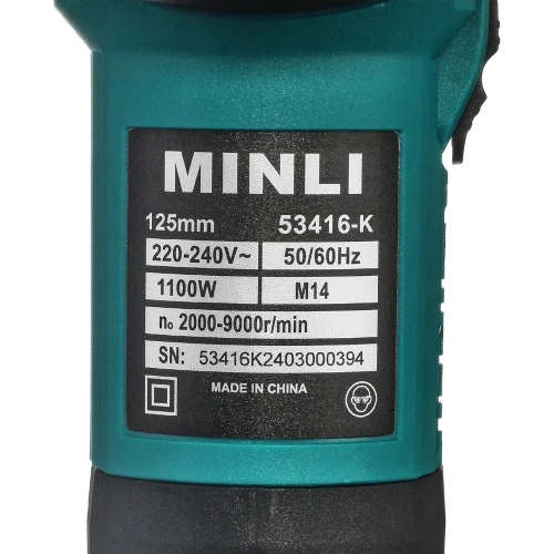 Угловая шлифмашина MINLI 125 мм, M14, 1100 Вт 53416-K фото 9