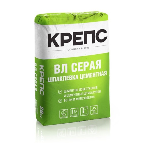 Смесь сухая строительная шпаклевочная Крепс ВЛ серая 20 кг
