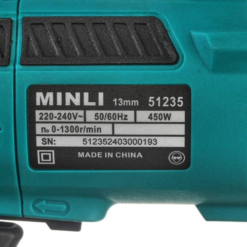 Дрель MINLI 13 мм, 450 Вт 51235 фото 10