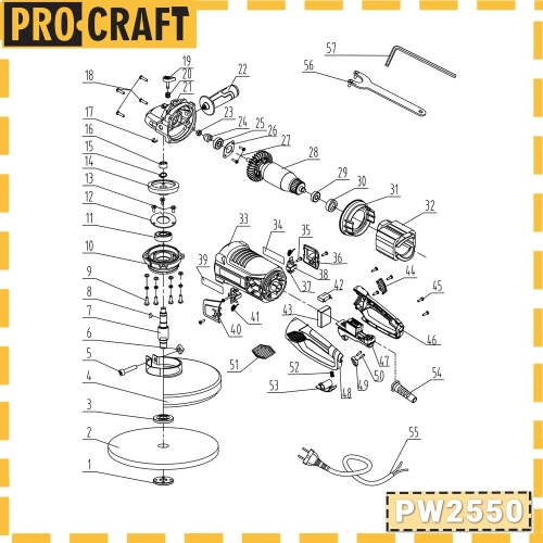 Углошлифовальная машина болгарка PROCRAFT УШМ сетевая, 230 мм PW2550 фото 9
