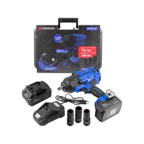 Гайковерт ударный аккумуляторный Forsage 1/2" + набор головок, в кейсе F-WT02F1161(51694) фото 3