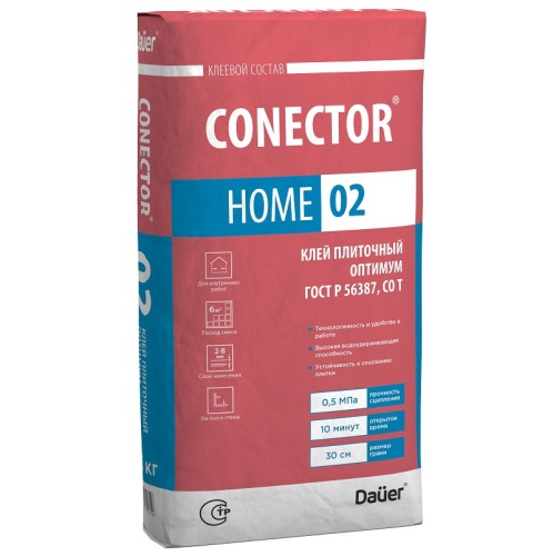 Клей плиточный Dauer Conector Home 02 Оптимум 25 кг фото 3