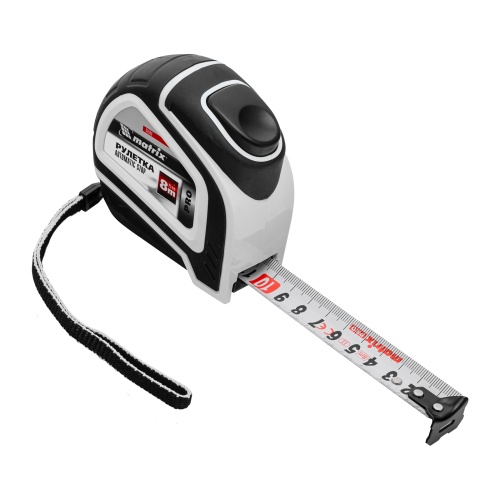 Рулетка Autostop,8 м х 25 мм,двухкомпонентный корпус,автоматическая фиксация,Pro Matrix фото 3
