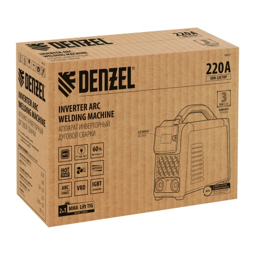 Аппарат инвертор. дуговой сварки SDM-220 Top, 220 А, ПВ 60% Denzel фото 17