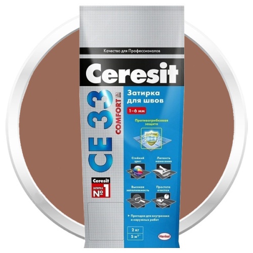 Затирка цементная для узких швов Ceresit СЕ33 Comfort Какао 2 кг