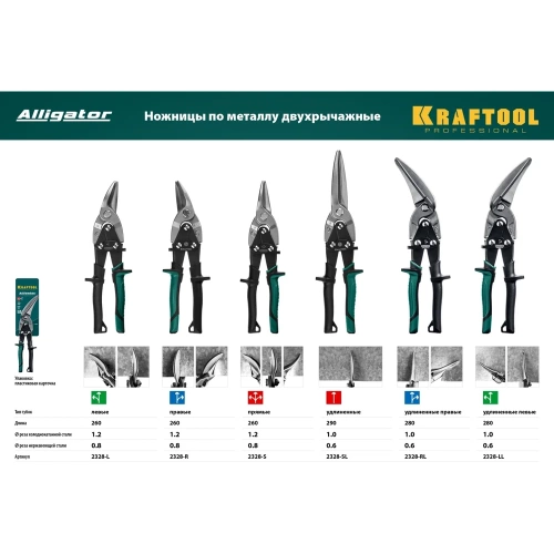 Прямые удлинённые ножницы по металлу KRAFTOOL Alligator 290 мм 2328-SL фото 11