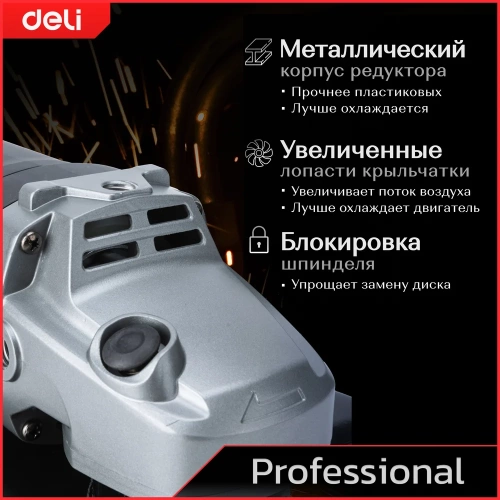 Профессиональная угловая шлифмашина болгарка DELI DE-JM230-2E 142594 фото 4