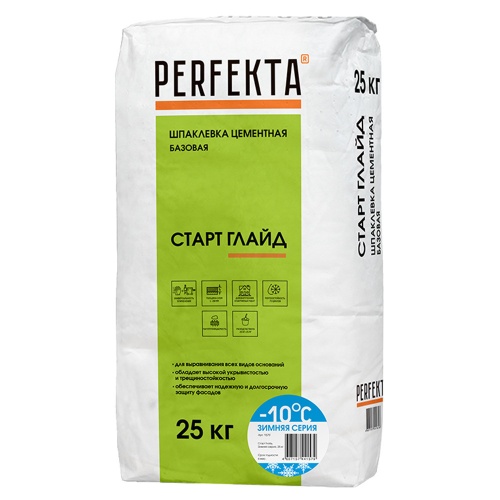 Шпатлевка цементная Perfekta Старт Глайд базовая зимняя 25 кг