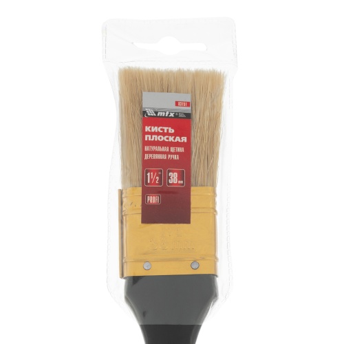 Кисть плоская "Профи" 1.5", натуральная щетина, деревянная ручка MTX фото 4