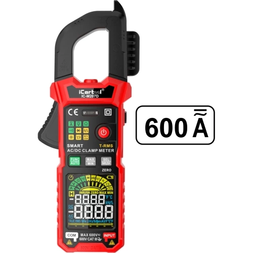 Токовые клещи постоянного/переменного тока iCarTool 600 A, c режимом смарт IC-M207D