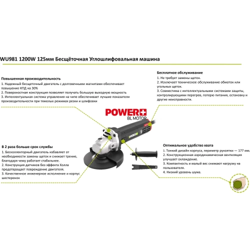 Угловая шлифмашина WORX Professional WU981 фото 3