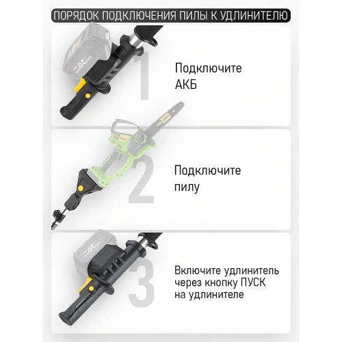 Пила цепная аккумуляторная PROCRAFT 20В 6'/8' 2 Шины+ 2 Цепи, АКБ 4Ач+ЗУ PKA32Li фото 10