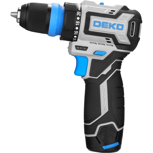 Дрель-шуруповерт аккумуляторная бесщеточная компактная DEKO Loner 12V PRO в кейсе со съёмным патроном, 12В, 2x3.0Ач 085-1122 фото 11