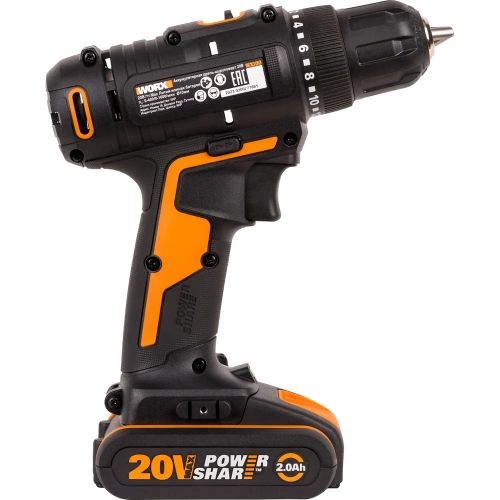Дрель-шуруповерт аккумуляторная WORX 20В, 2Ач х2, ЗУ 0,4А, сумка WX100.2 фото 5