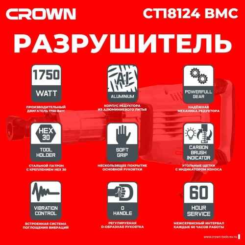 Отбойный молоток Crown CT18124 BMC фото 6