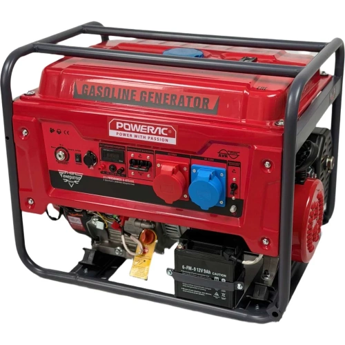 Генератор бензиновый трёхфазный POWERAC (8 кВт, 220В/380В, 16л.с., АВТОЗАПУСК) PR8500H2E-3-ATS