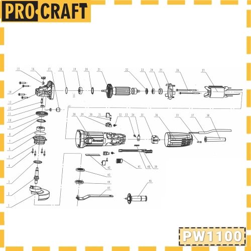 Углошлифовальная машина болгарка PROCRAFT УШМ сетевая, 125 мм PW1100 фото 11