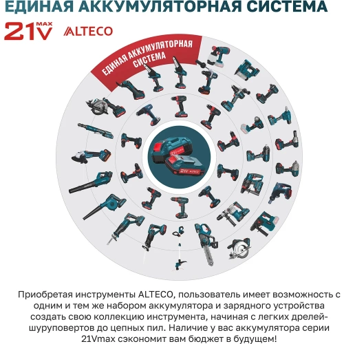 Бесщеточная аккумуляторная мини пила ALTECO CMC 21-15 BL Solo 81550 фото 10