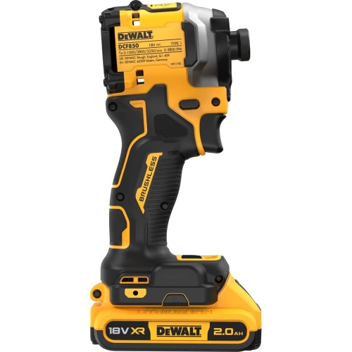 Аккумуляторный шуруповерт Dewalt DCF850D2T, 18 В, 206 Нм, 3800 уд/мин, с 2 АКБ 2 Ач и ЗУ, в кейсе TSTAK DCF850D2T-QW фото 6