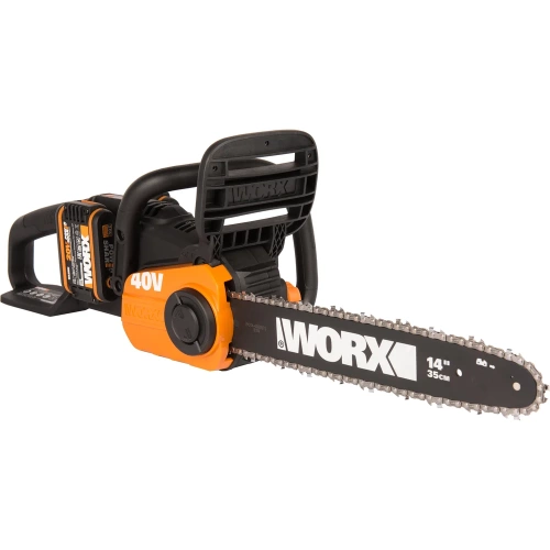 Бесщеточная цепная аккумуляторная пила WORX 40 В, 2х2.0 А*ч, двойное ЗУ 2x2A WG384E фото 7
