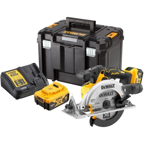 Аккумуляторная дисковая пила Dewalt DCS565P2, 18 В, 165 мм, 4950 об/мин, с 2 АКБ 5 Ач и ЗУ, в кейсе TSTAK DCS565P2-QW