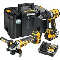 Аккумуляторный набор Dewalt DCK2026P2T, 18 В: дрель-шуруповерт DCD805 + УШМ DCG405, с 2 АКБ 5 Ач и ЗУ, в кейсе TSTAK DCK2026P2T-QW