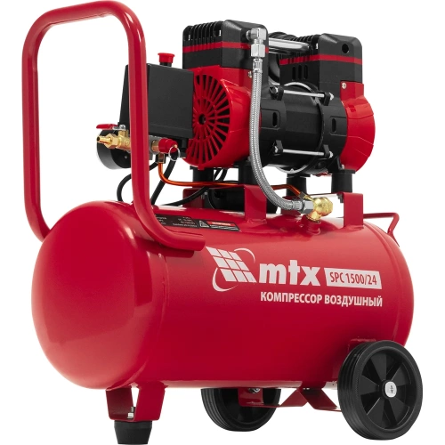 Компрессор безмасляный малошумный MTX SPC 1500/24, 1500 Вт, ресивер 24 л, 260 л/мин 58139 фото 3