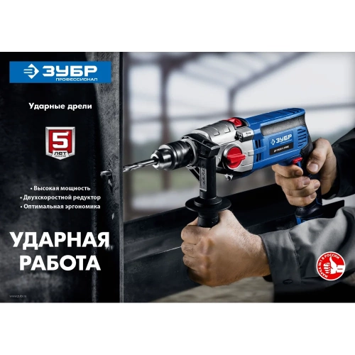 Ударная дрель Зубр ПРОФЕССИОНАЛ ДУ-П850-2 ЭРМ фото 9
