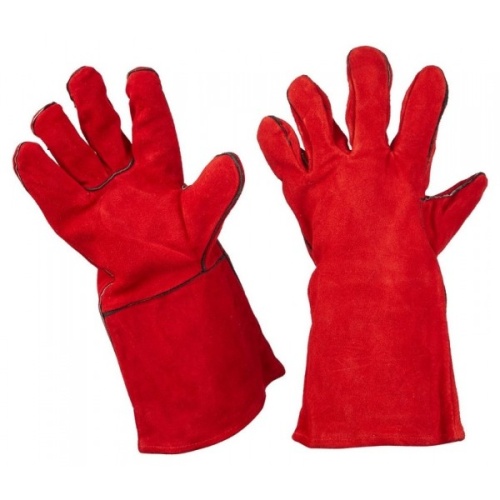 Краги сварщика спилковые 5-ти палые (красные) Краги сварщика спилковые 5-ти палые (красные)