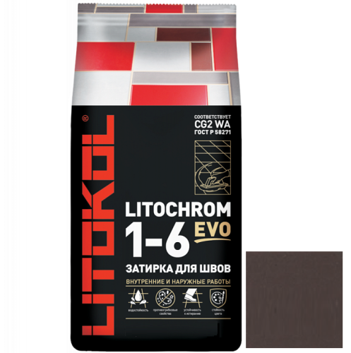 Затирка цементная для швов Litokol Litochrom 1-6 Evo LE.245 Горький шоколад 25 кг