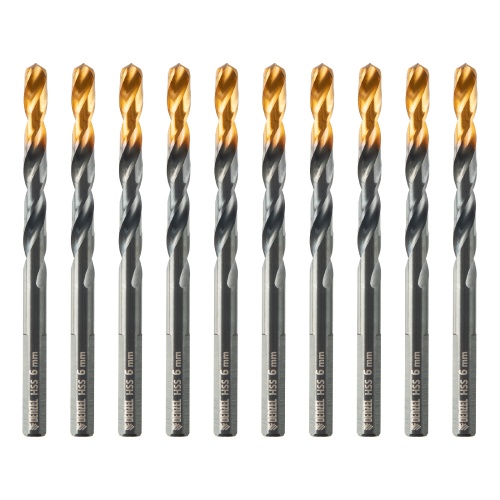 Сверло по металлу, 6 мм, HSS-Tin, Golden Tip, 10 шт. Denzel