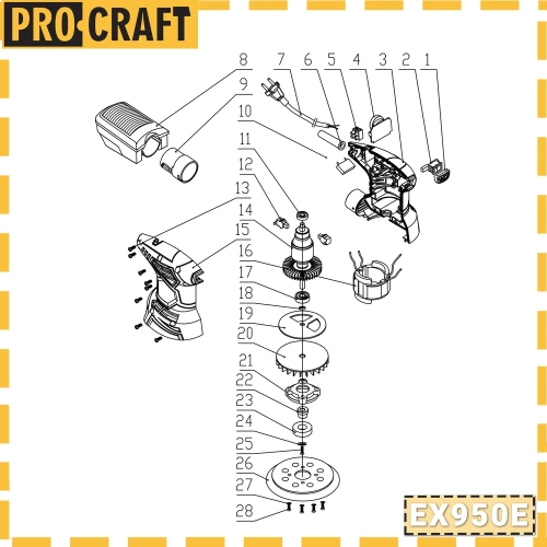 Шлифовальная машина эксцентриковая PROCRAFT EX950E фото 9