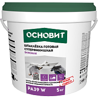 Шпаклевка готовая суперфинишная Основит Элисилк PA39 W супербелая 5 кг
