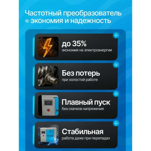 Винтовой компрессор Spitzenreiter S-10DF с частотным преобразователем 8 бар С10ДФ8Б фото 6