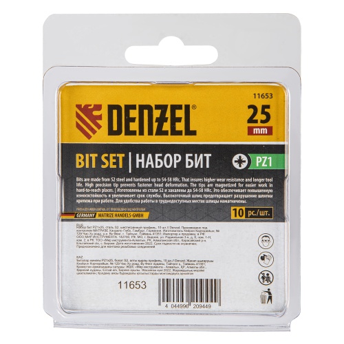 Бита PZ1х25, сталь S2, шестигранный профиль, 10 шт. Е 6,3 Denzel фото 3
