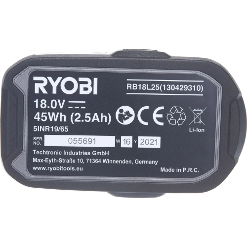 Аккумулятор Ryobi ONE+ RB18L25 5133002237 (18 В; 2.5 А*ч; Li-Ion) фото 8