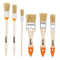 Набор кистей, 6 шт, плоские: 3/4" (20 мм), 1" (25 мм), 1 1/2 (38 мм), круглые: №1 (15 мм), №2 (20 мм), для декора: №11 Sparta