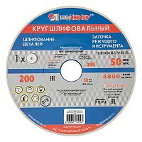 Круг шлифовальный, 200 х 20 х 32 мм, 25А, F60, (K, L) "Луга"