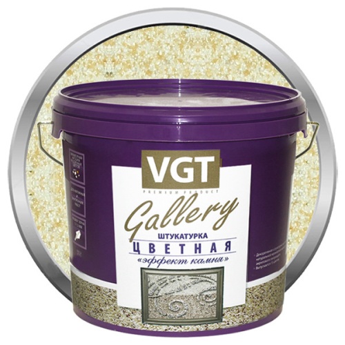 Штукатурка с эффектом камня VGT Gallery №13 кварц с глиттером золото среднезернистая 14 кг