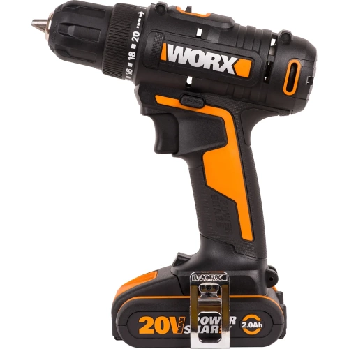 Дрель-шуруповерт аккумуляторная WORX 20В, 2Ач х2, ЗУ 0,4А, сумка WX100.2 фото 6