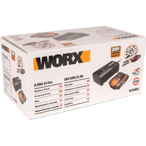 Набор 3601 аккумулятор 2 Ач, зарядное устройство 2А WORX WA3601 фото 7