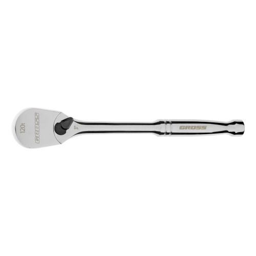 Ключ-трещотка 3/8", CrV, 120 зубьев, цельнометаллический, хром Gross фото 3