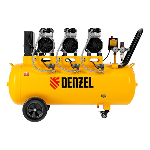 Компрессор безмасляный, малошумный  DLS 2250/100, 2250 Вт, 3x750, 100 л, 410 л/мин блок управления/ Denzel фото 6