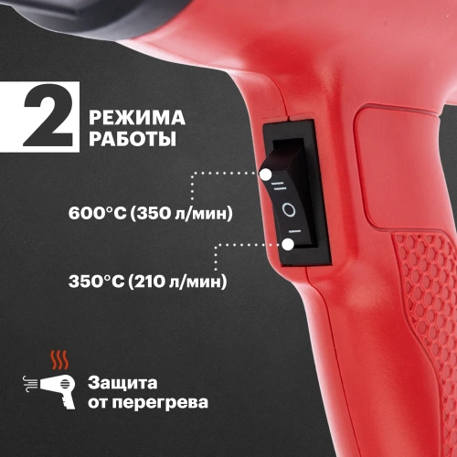 Фен строительный REXANT 230 В/1800 Вт, COMPACT 12-0051 фото 4